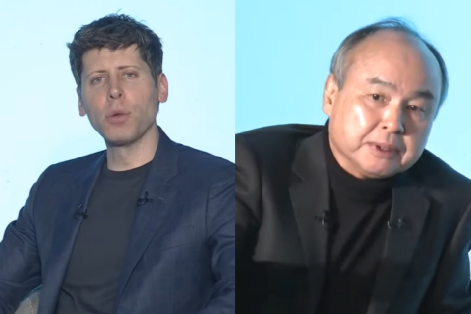 샘 알트만 오픈AI CEO와 손 마사요시 소프트뱅크 회장. (사진=소프트뱅크)
