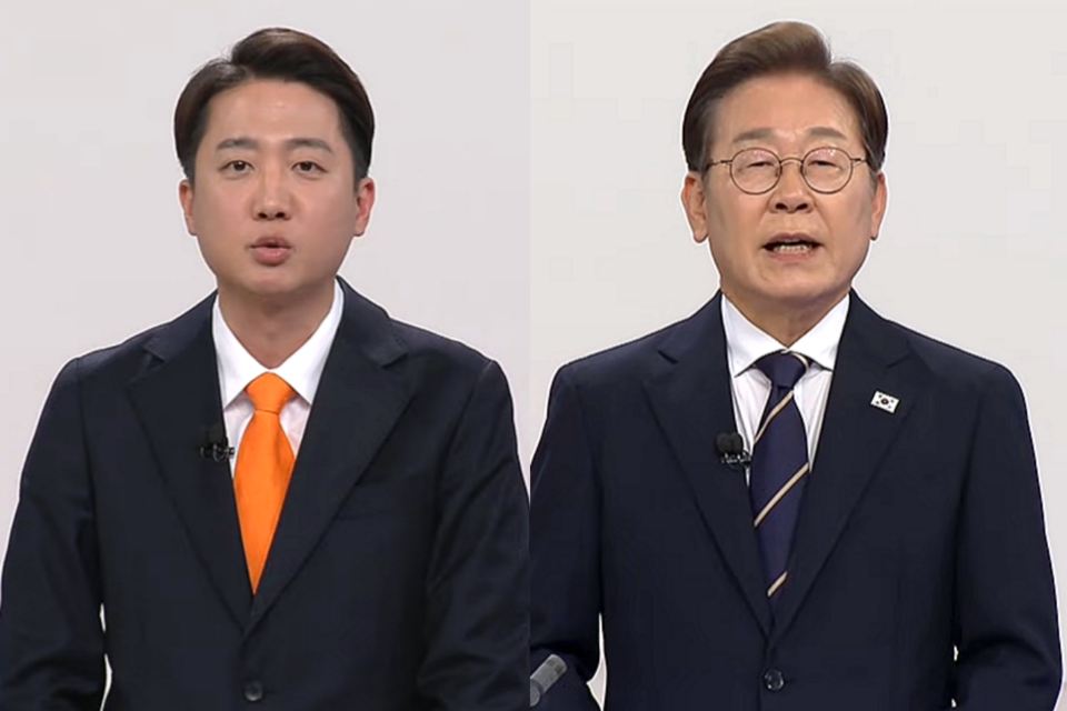 이준석 개혁신당 대선 후보(왼쪽)와 이재명 더불어민주당 후보. (사진=MBC 뉴스 유튜브)