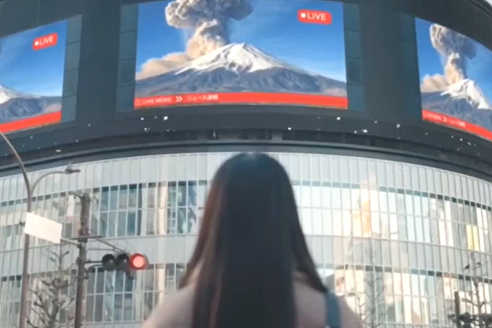 일본 정부가 AI로 제작한 후지산 폭발 영상. (사진=X)