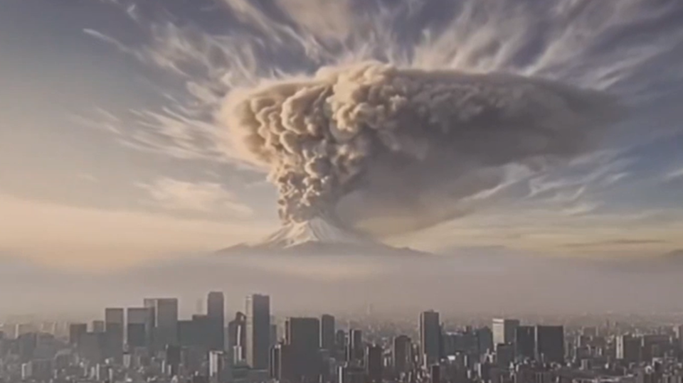 일본 정부가 AI로 제작한 후지산 폭발 영상. (사진=X)
