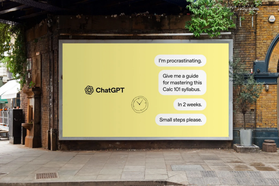 오픈AI가 대학가에 내건 옥외광고. (사진=오픈AI)